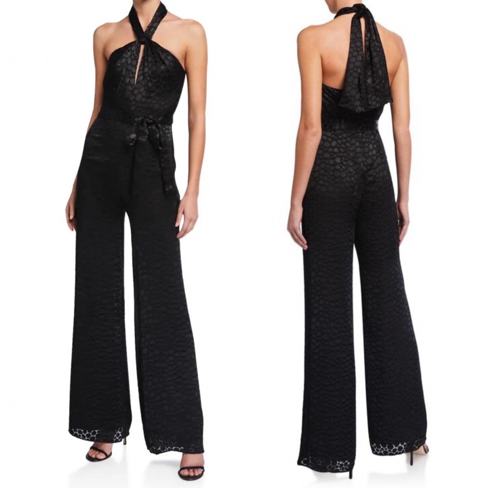 Alexis Amary Croc-effect Burnout Jumpsuit In Black